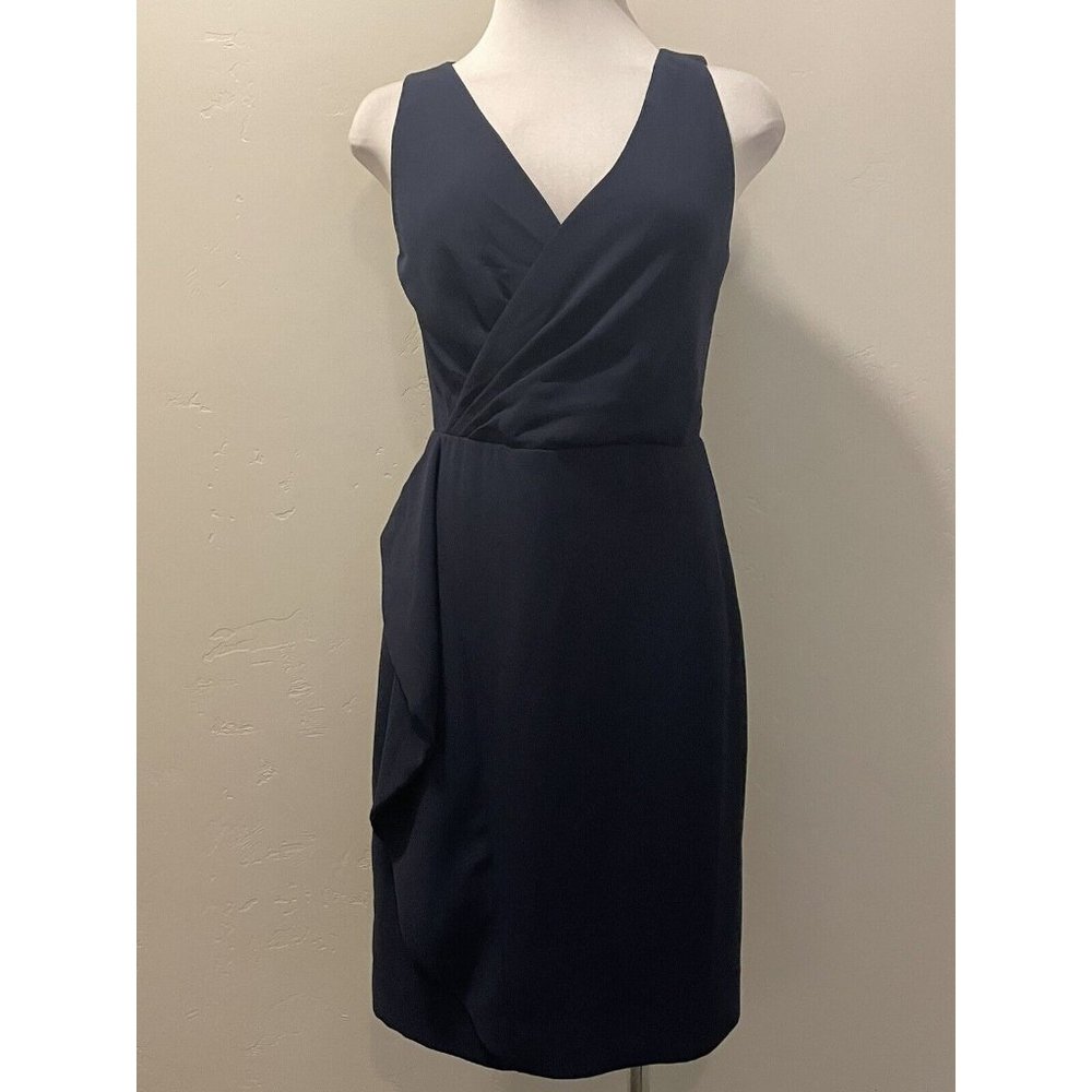NWT J. CREW Side-Sash Sheath Dress in 365 Crepe Navy Blue sz.2 Style# J5239